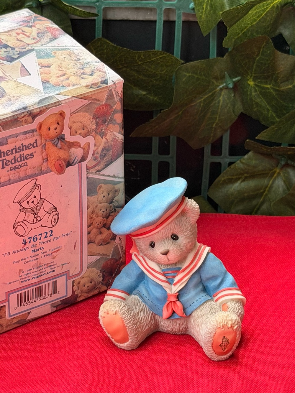 Cherished Teddies Blue and Coral Sailor Bear Figurine